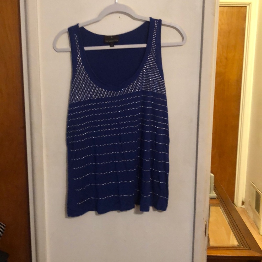 Women preowned Blue Top Size L with Bling